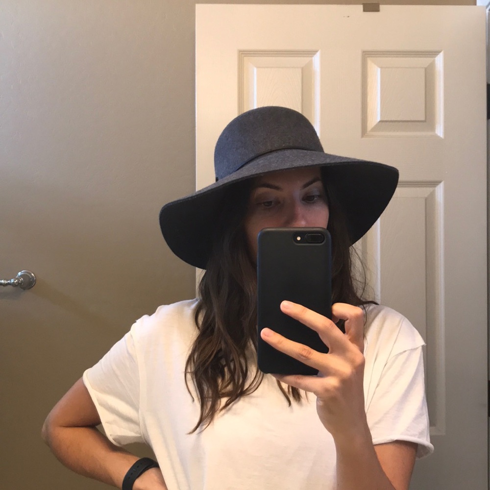Charcoal Grey Wool & Leather Hat